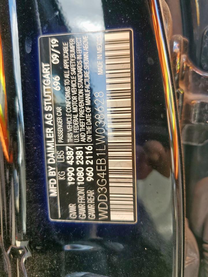 2020 Mercedes-Benz A 220 VIN: WDD3G4EB1LW038628 Lot: 84284545