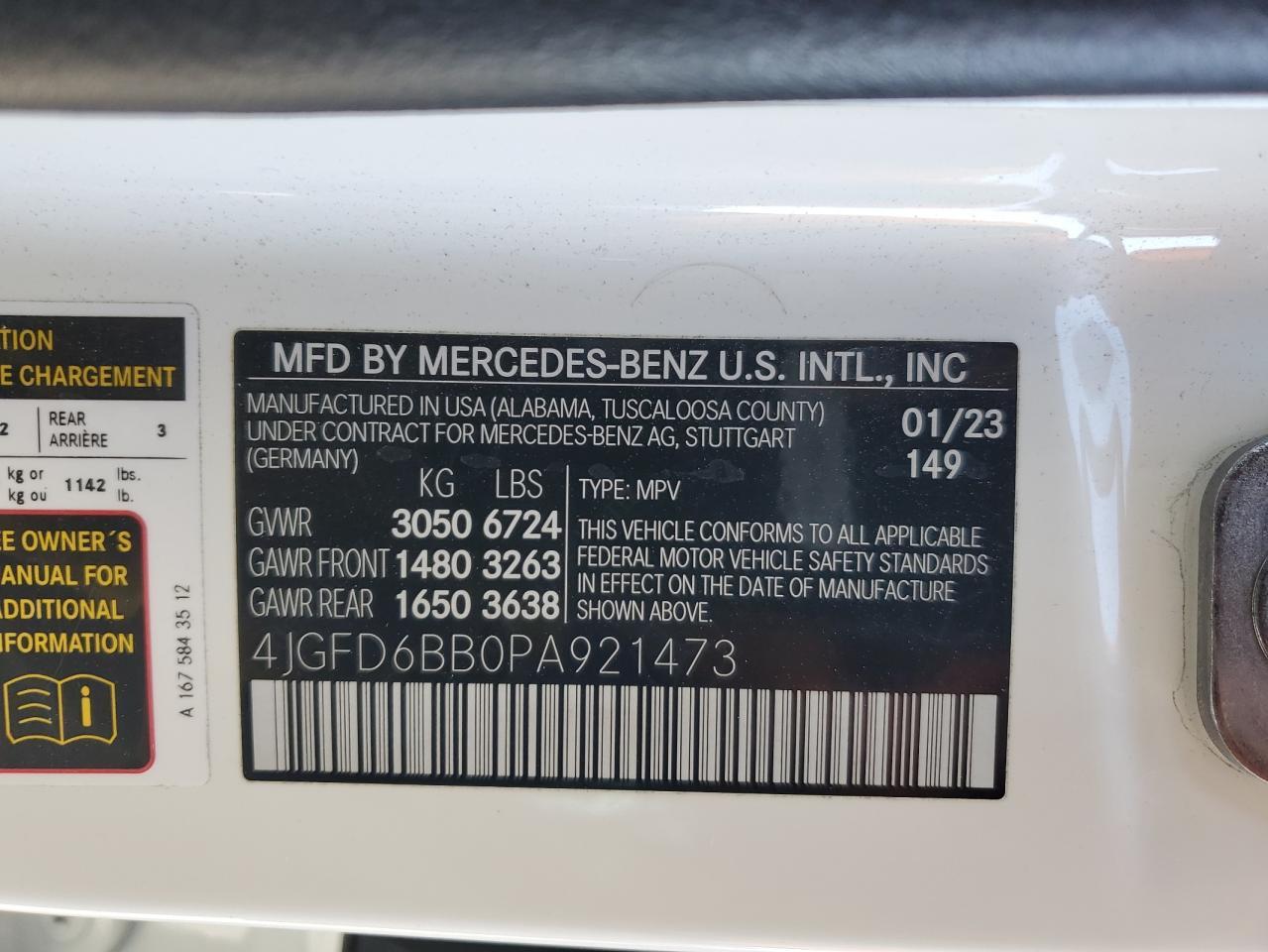 2023 Mercedes-Benz Gle Coupe Amg 53 4Matic VIN: 4JGFD6BB0PA921473 Lot: 80060235