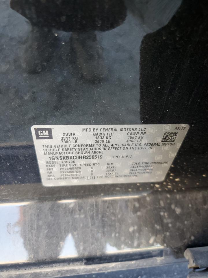 2017 Chevrolet Tahoe K1500 Lt VIN: 1GNSKBKC0HR250519 Lot: 81704715