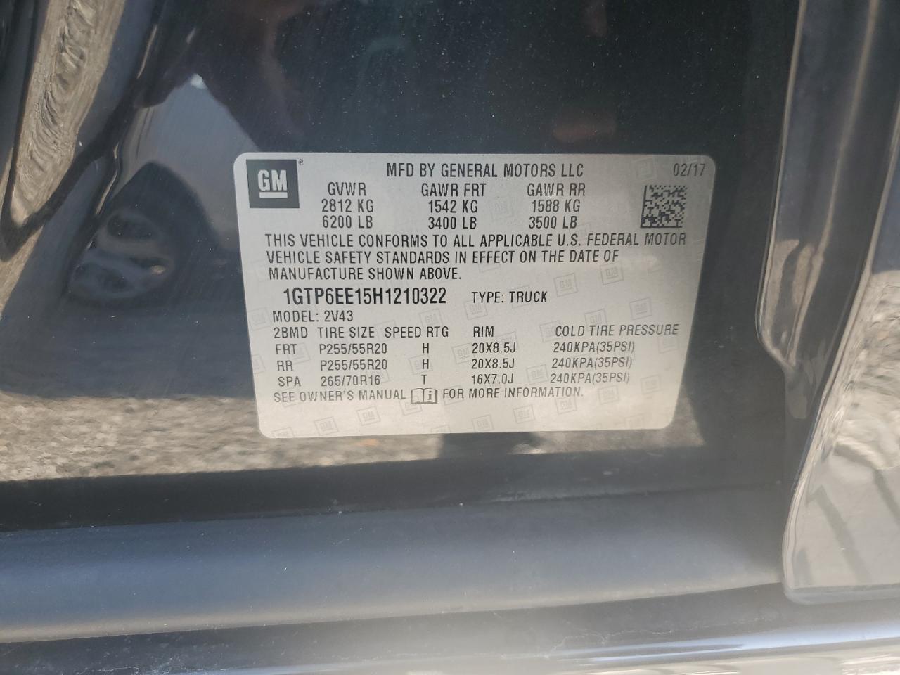 2017 GMC Canyon Denali VIN: 1GTP6EE15H1210322 Lot: 81425475