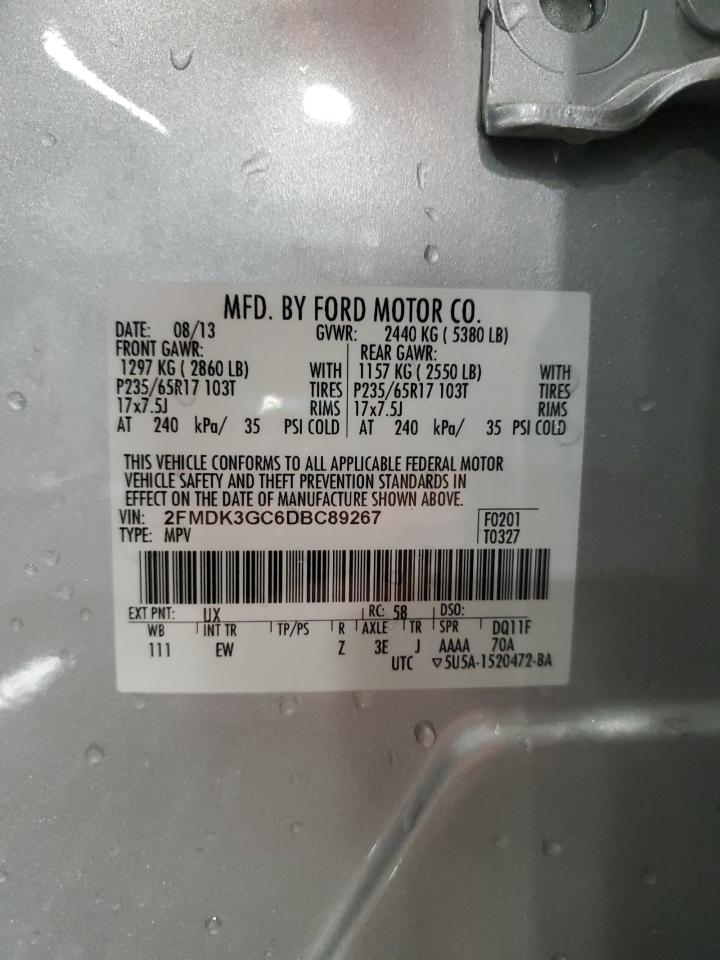 2013 Ford Edge Se VIN: 2FMDK3GC6DBC89267 Lot: 71744355