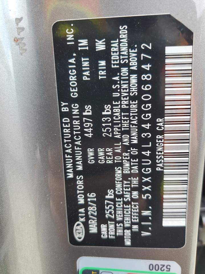 2016 Kia Optima Ex VIN: 5XXGU4L34GG068472 Lot: 81307805