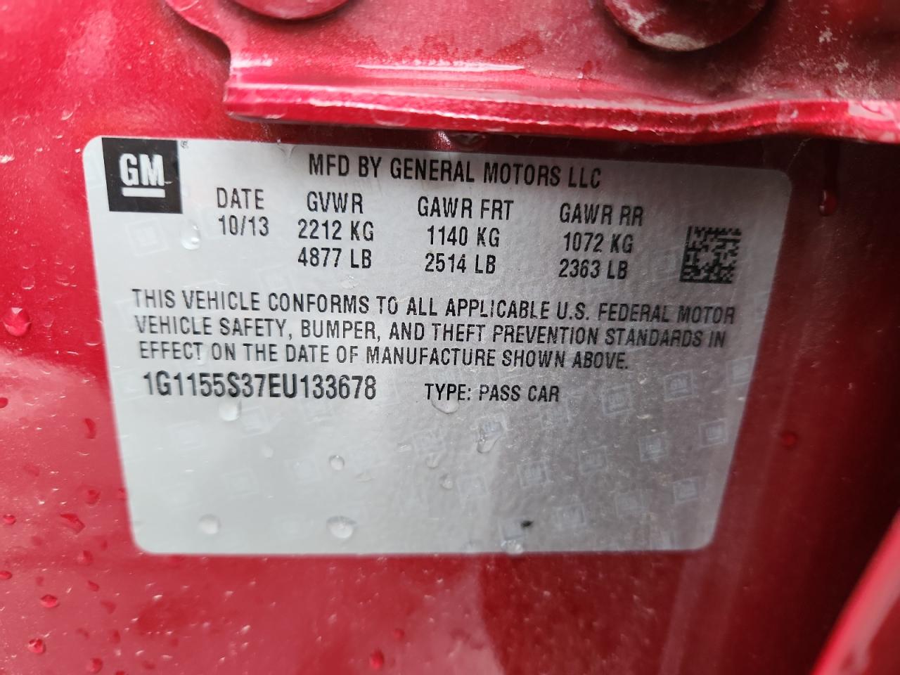 2014 Chevrolet Impala Ltz VIN: 1G1155S37EU133678 Lot: 80747615