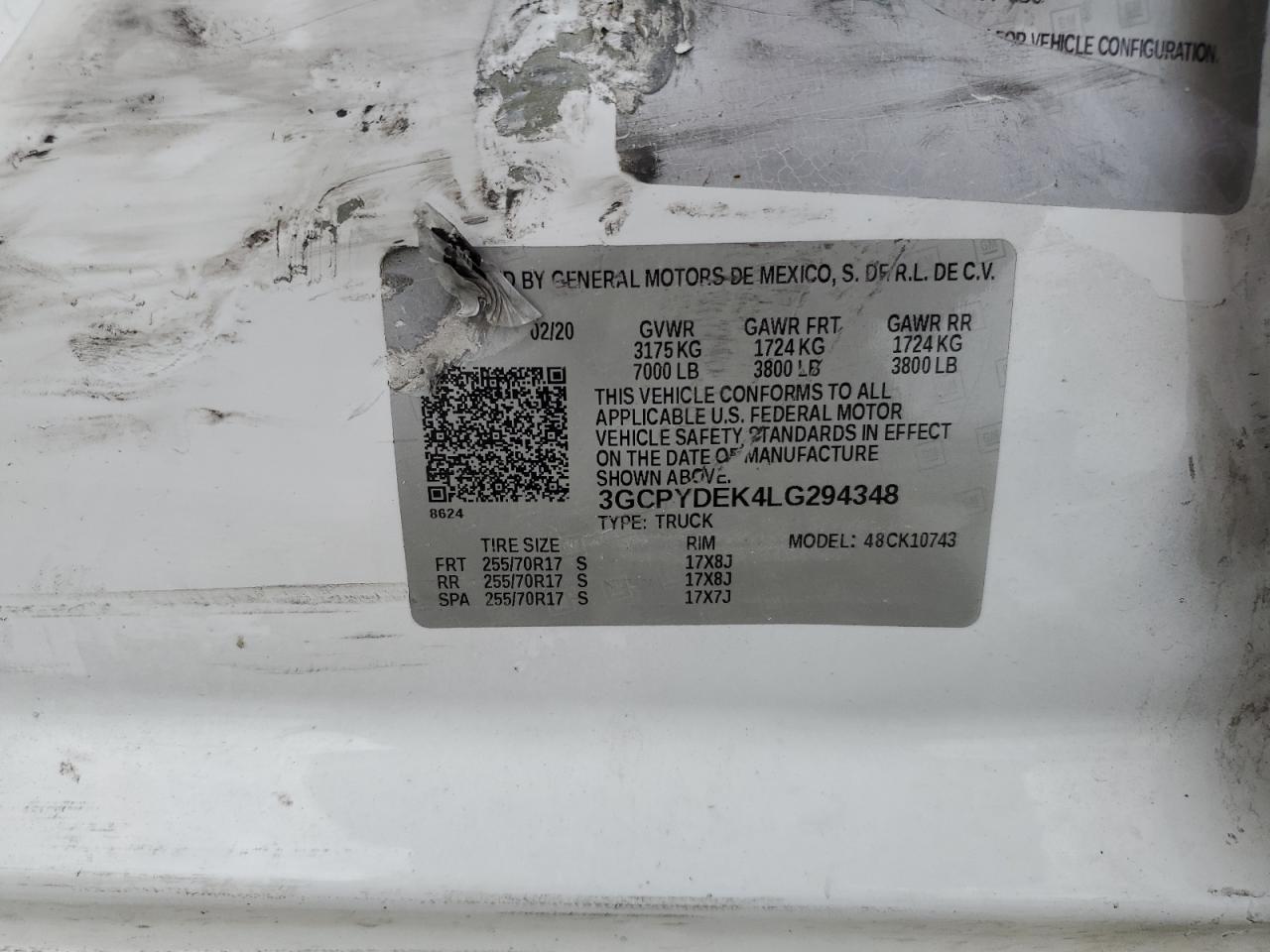 2020 Chevrolet Silverado K1500 Lt VIN: 3GCPYDEK4LG294348 Lot: 81231035