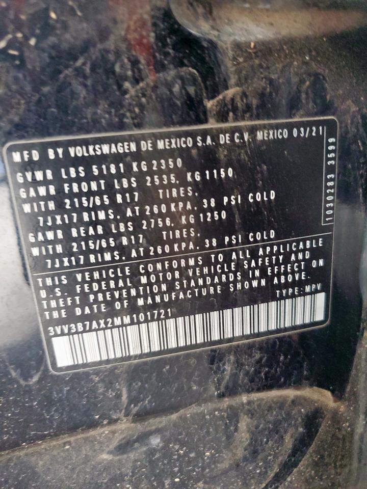 2021 Volkswagen Tiguan Se VIN: 3VV3B7AX2MM101721 Lot: 81081075