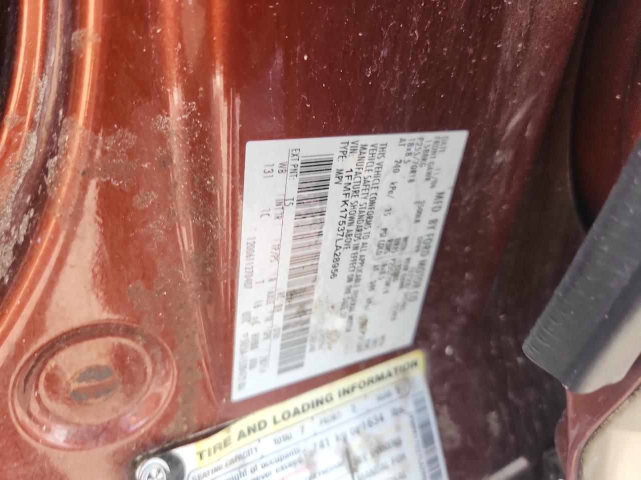 2007 Ford Expedition El Eddie Bauer VIN: 1FMFK17537LA28956 Lot: 80601275