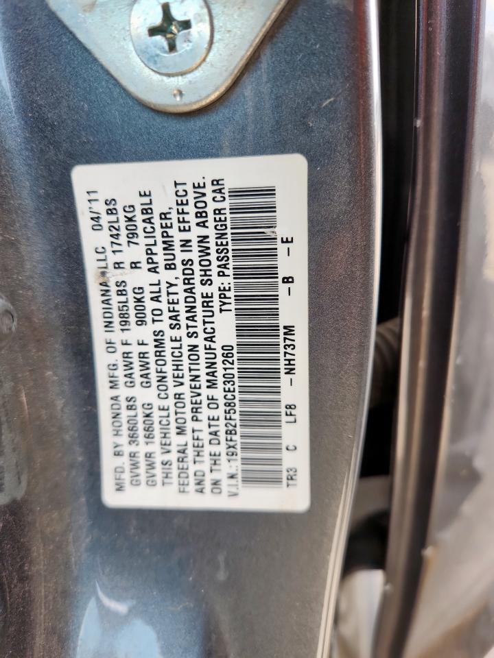 2012 Honda Civic Lx VIN: 19XFB2F58CE301260 Lot: 82067425