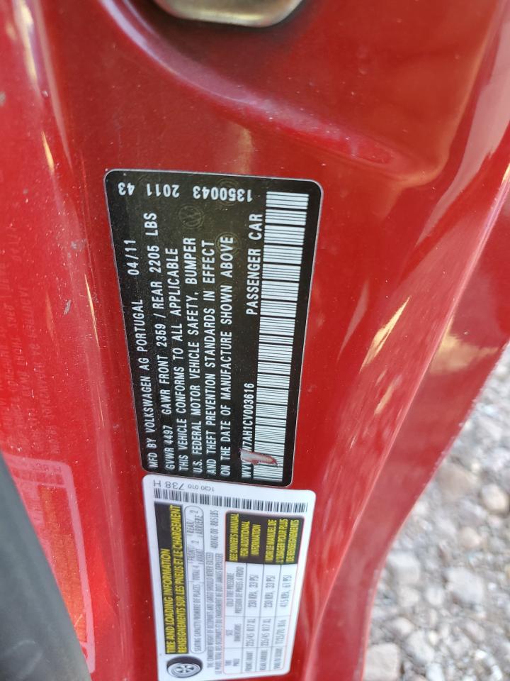 2012 Volkswagen Eos Lux VIN: WVWFW7AH1CV003616 Lot: 84439705