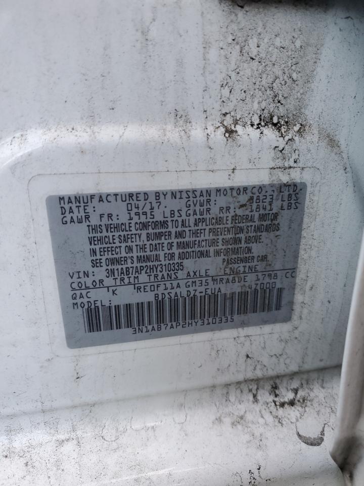 2017 Nissan Sentra S VIN: 3N1AB7AP2HY310335 Lot: 80987335