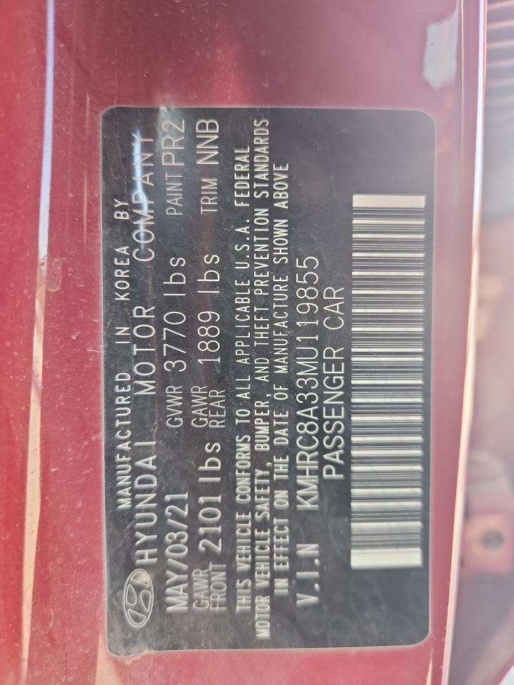 2021 Hyundai Venue Sel VIN: KMHRC8A33MU119855 Lot: 80413175