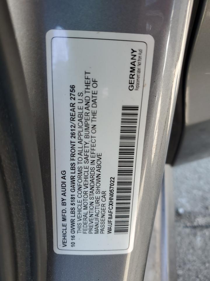 2017 Audi A6 Premium VIN: WAUF8AFCXHN057022 Lot: 81249265