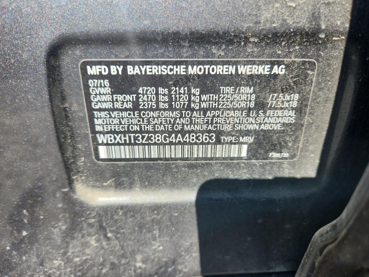 2016 BMW X1 xDrive28I VIN: WBXHT3Z38G4A48363 Lot: 80843065