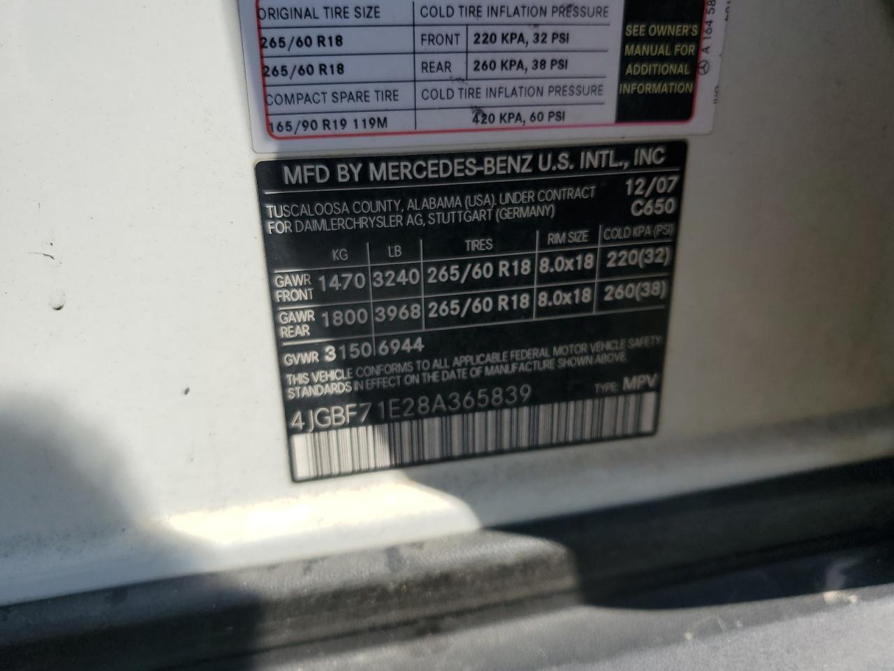 2008 Mercedes-Benz Gl 450 4Matic VIN: 4JGBF71E28A365839 Lot: 80530465