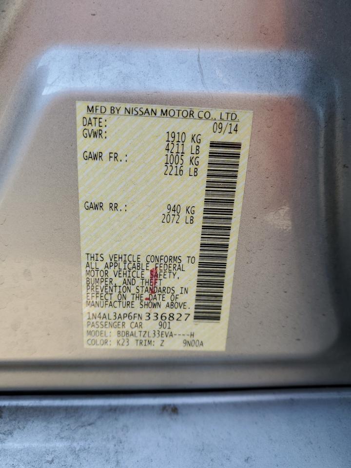 2015 Nissan Altima 2.5 VIN: 1N4AL3AP6FN336827 Lot: 71294175