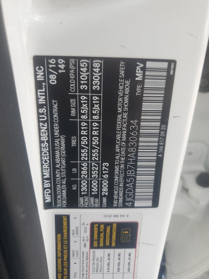 2017 Mercedes-Benz Gle 350 VIN: 4JGDA5JB7HA830634 Lot: 71013495