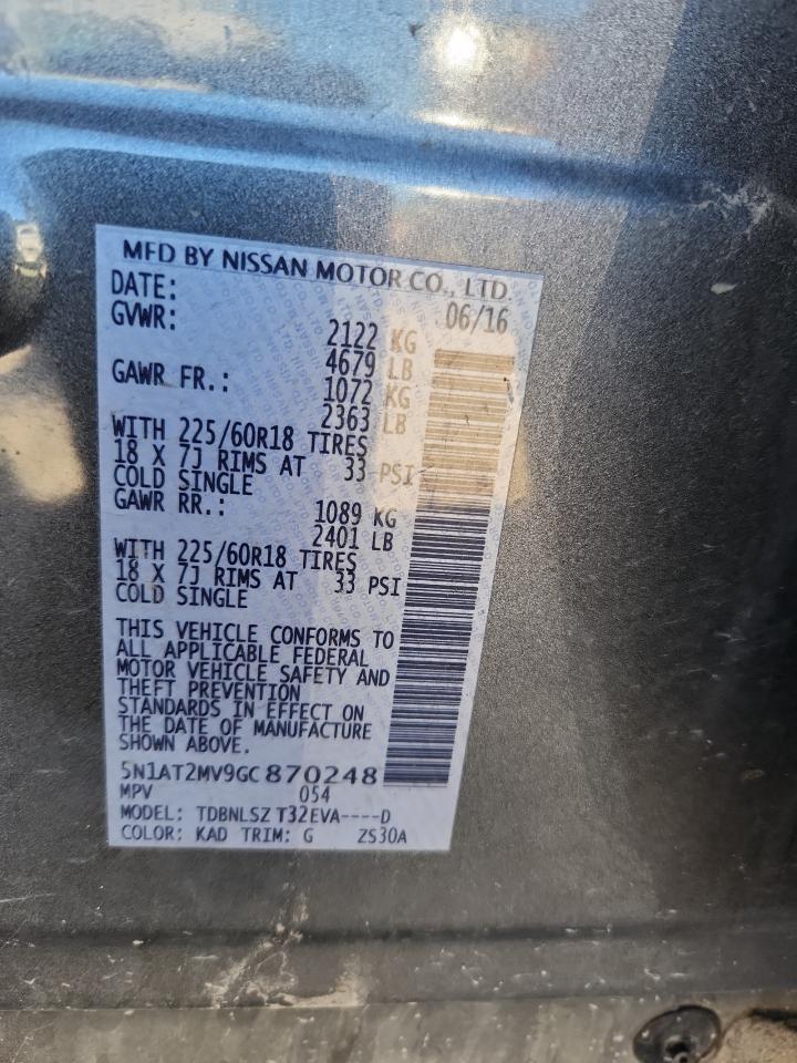 2016 Nissan Rogue S VIN: 5N1AT2MV9GC870248 Lot: 80866835