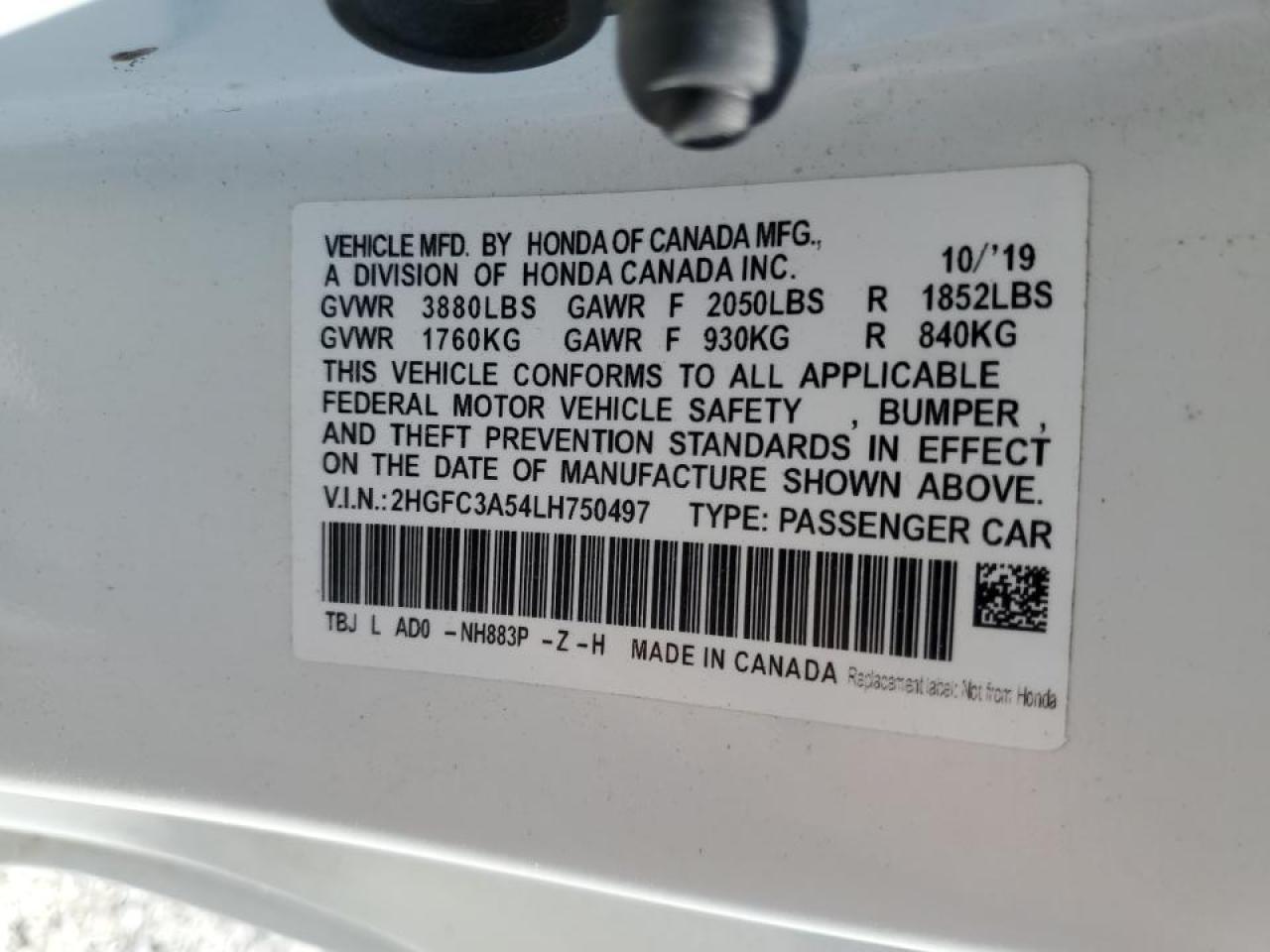 2020 Honda Civic Si VIN: 2HGFC3A54LH750497 Lot: 70661395
