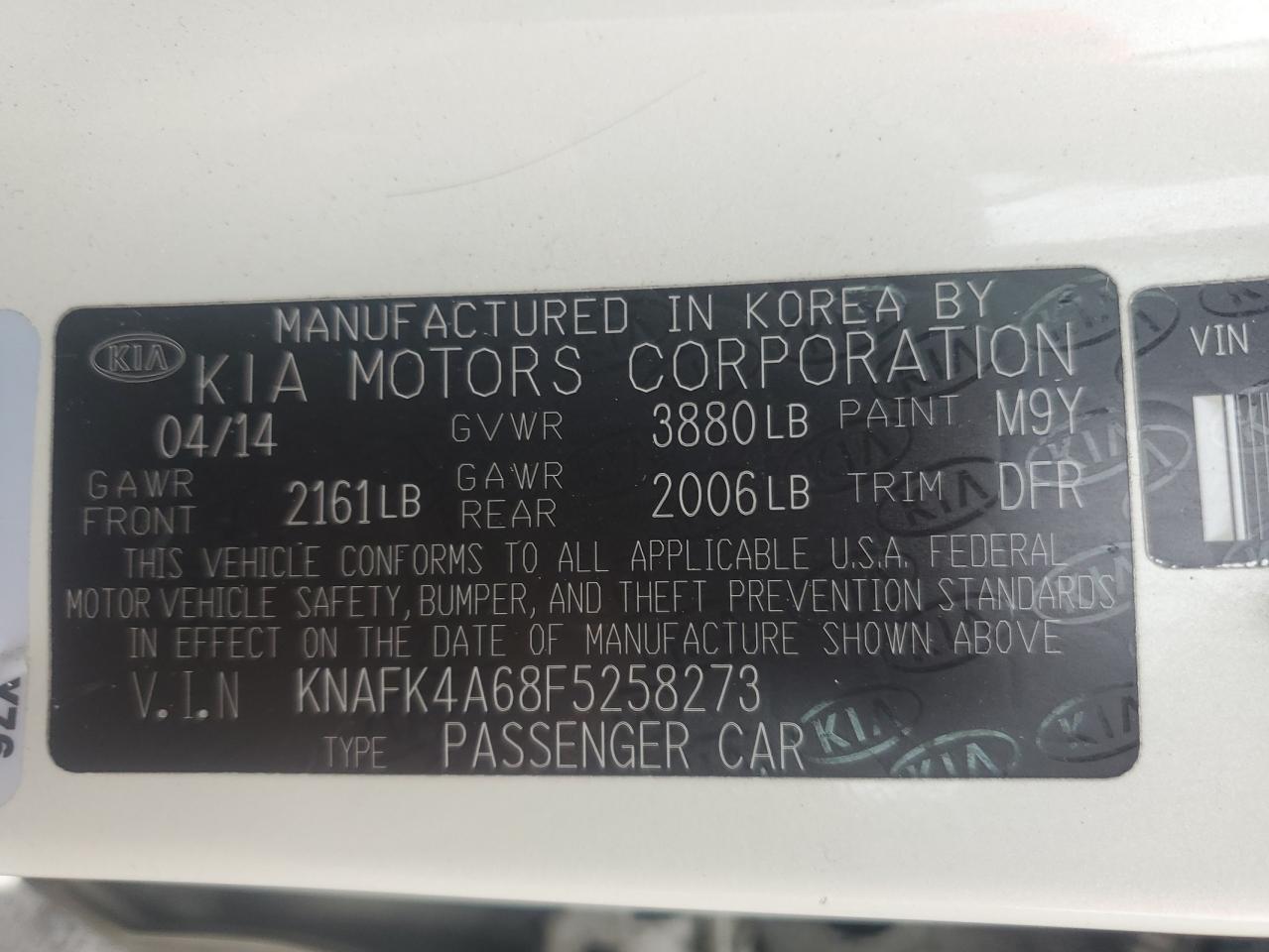 2015 Kia Forte Lx VIN: KNAFK4A68F5258273 Lot: 84287965