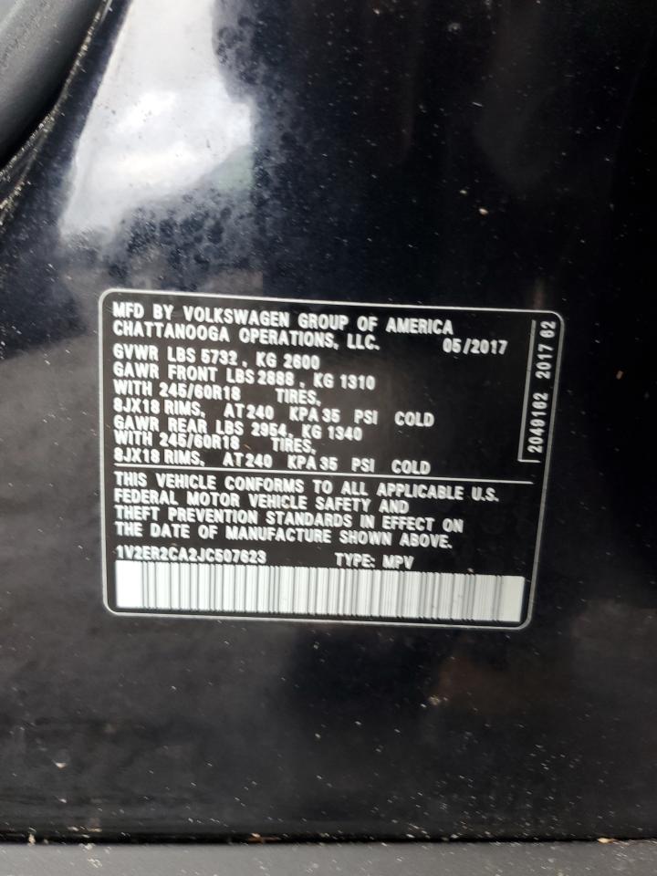 2018 Volkswagen Atlas Sel VIN: 1V2ER2CA2JC507623 Lot: 84719905