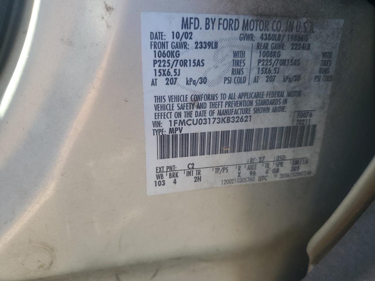 2003 Ford Escape Xlt VIN: 1FMCU03173KB32621 Lot: 84751925