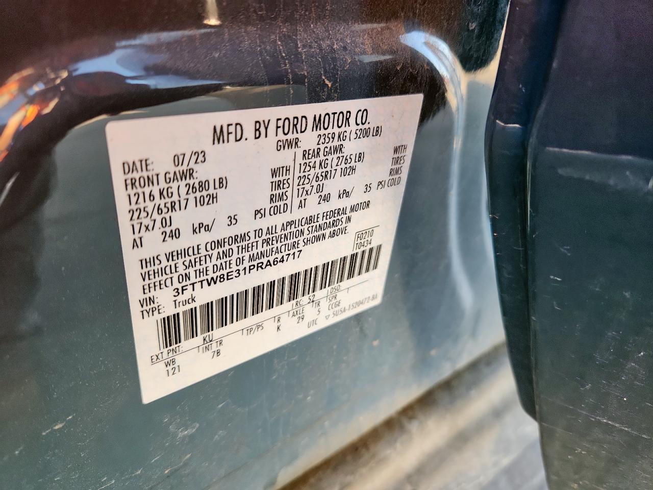 2023 Ford Maverick Xl VIN: 3FTTW8E31PRA64717 Lot: 71533855