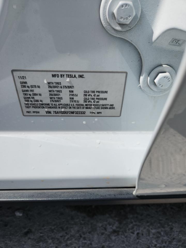 2022 Tesla Model Y VIN: 7SAYGDEF2NF322332 Lot: 82070175