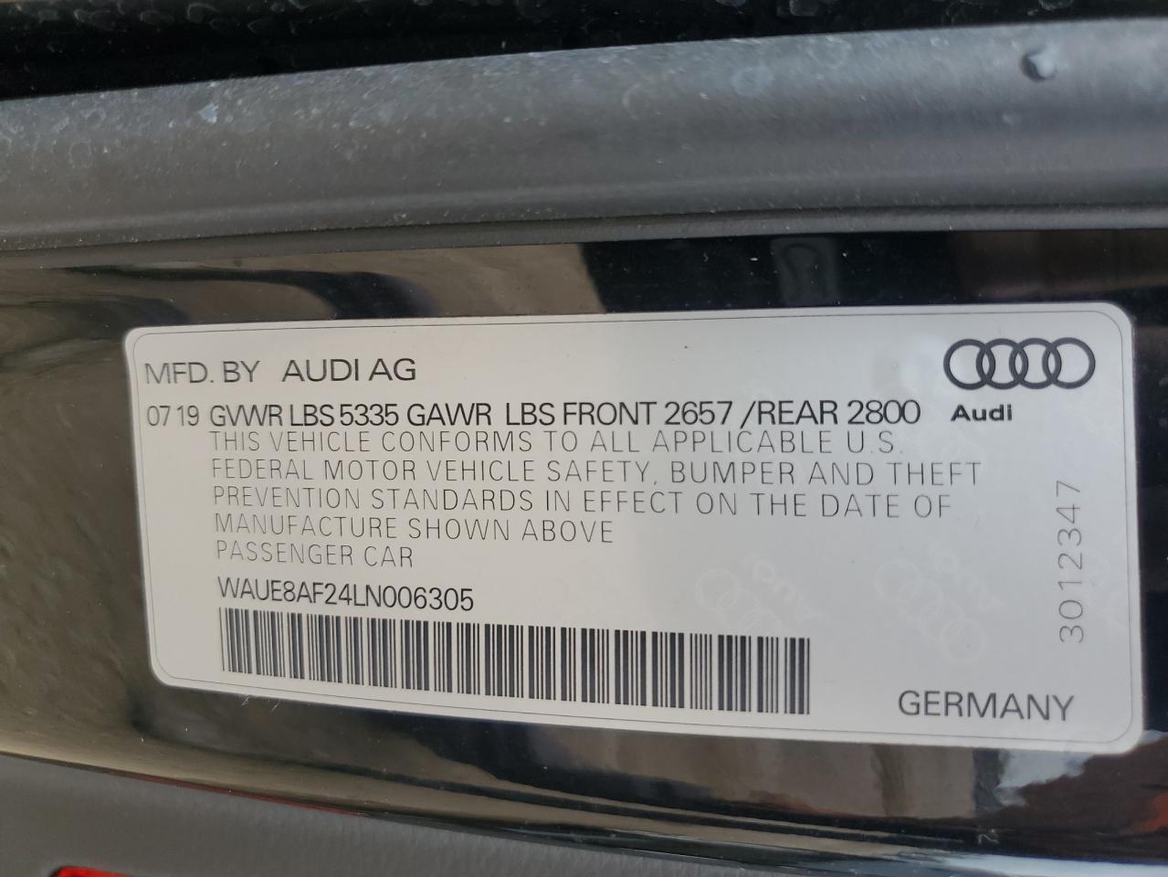2020 Audi A6 Premium Plus VIN: WAUE8AF24LN006305 Lot: 80887415