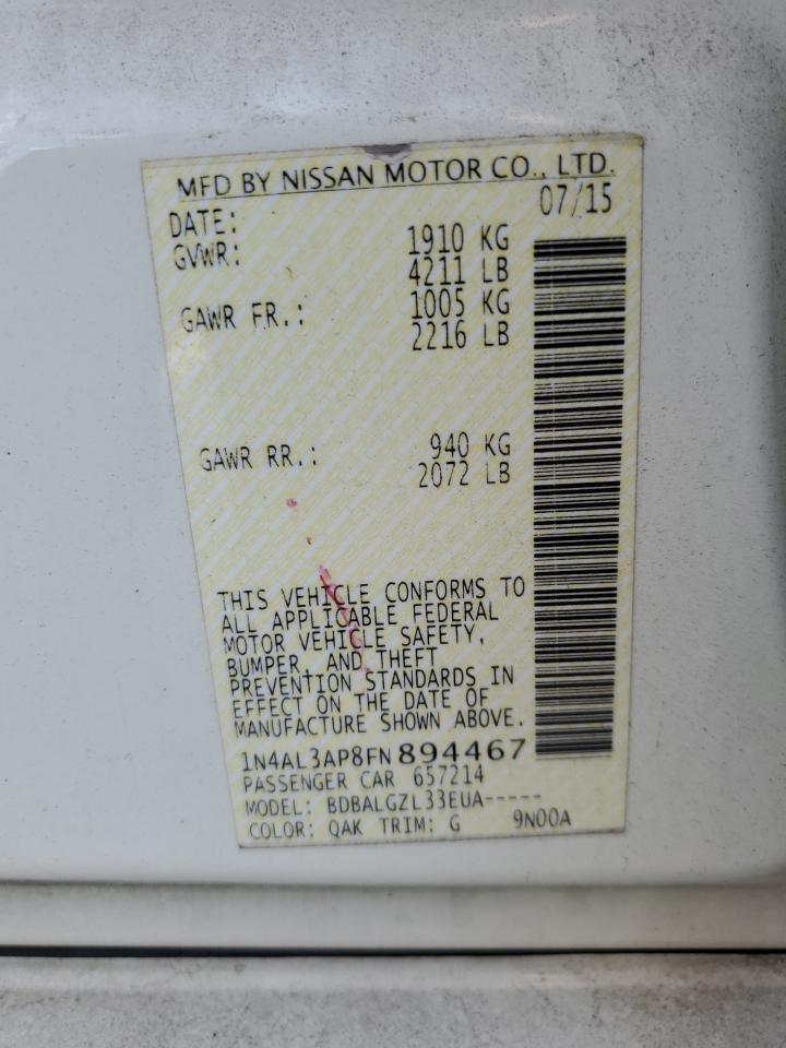 2015 Nissan Altima 2.5 VIN: 1N4AL3AP8FN894467 Lot: 80398595