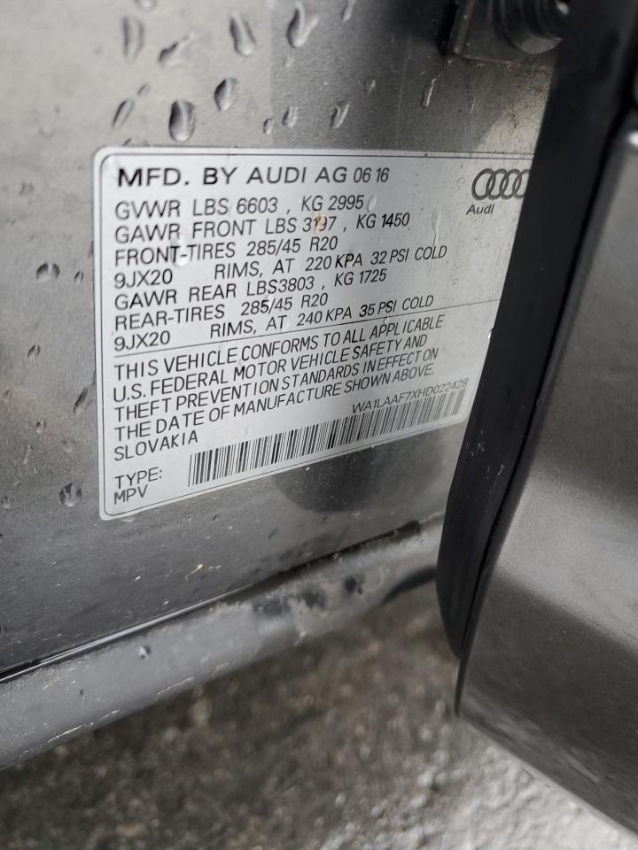 2017 Audi Q7 Premium Plus VIN: WA1LAAF7XHD022428 Lot: 81485715