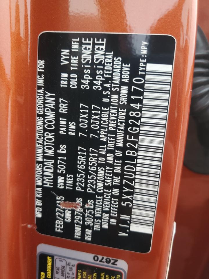 2015 Hyundai Santa Fe Sport VIN: 5XYZUDLB2FG284170 Lot: 84380575