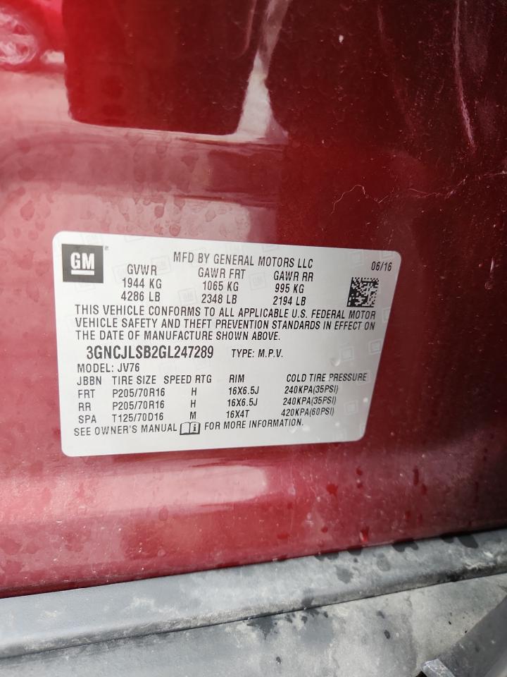 2016 Chevrolet Trax 1Lt VIN: 3GNCJLSB2GL247289 Lot: 81754315