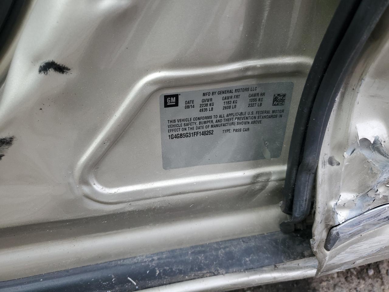 2015 Buick Lacrosse VIN: 1G4GB5G31FF148262 Lot: 83926505