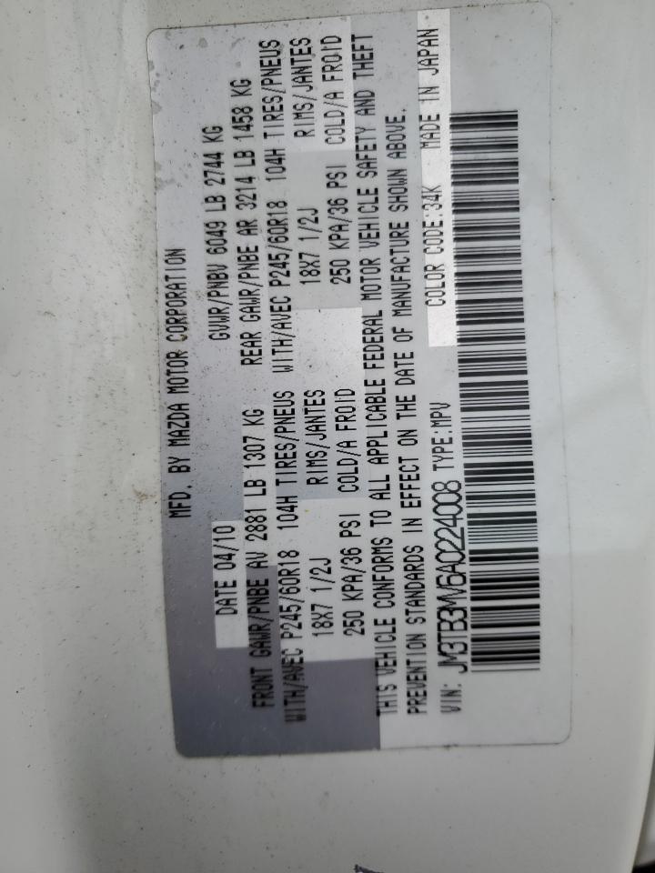 2010 Mazda Cx-9 VIN: JM3TB3MV6A0224008 Lot: 58830405