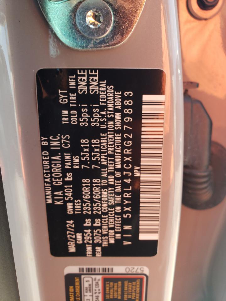 2024 Kia Sorento S VIN: 5XYRL4JCXRG279883 Lot: 72012465