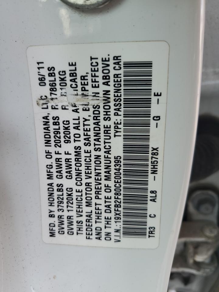 2012 Honda Civic Ex VIN: 19XFB2F80CE004395 Lot: 71553625