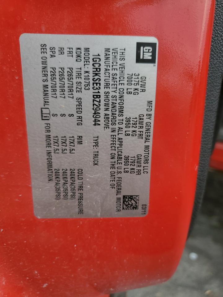 2011 Chevrolet Silverado K1500 Lt VIN: 1GCRKSE31BZ294944 Lot: 84609625