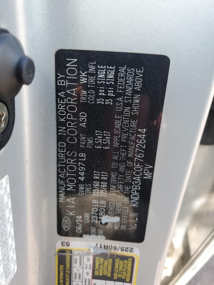 2015 Kia Sportage Lx VIN: KNDPB3AC0F7672644 Lot: 81713955