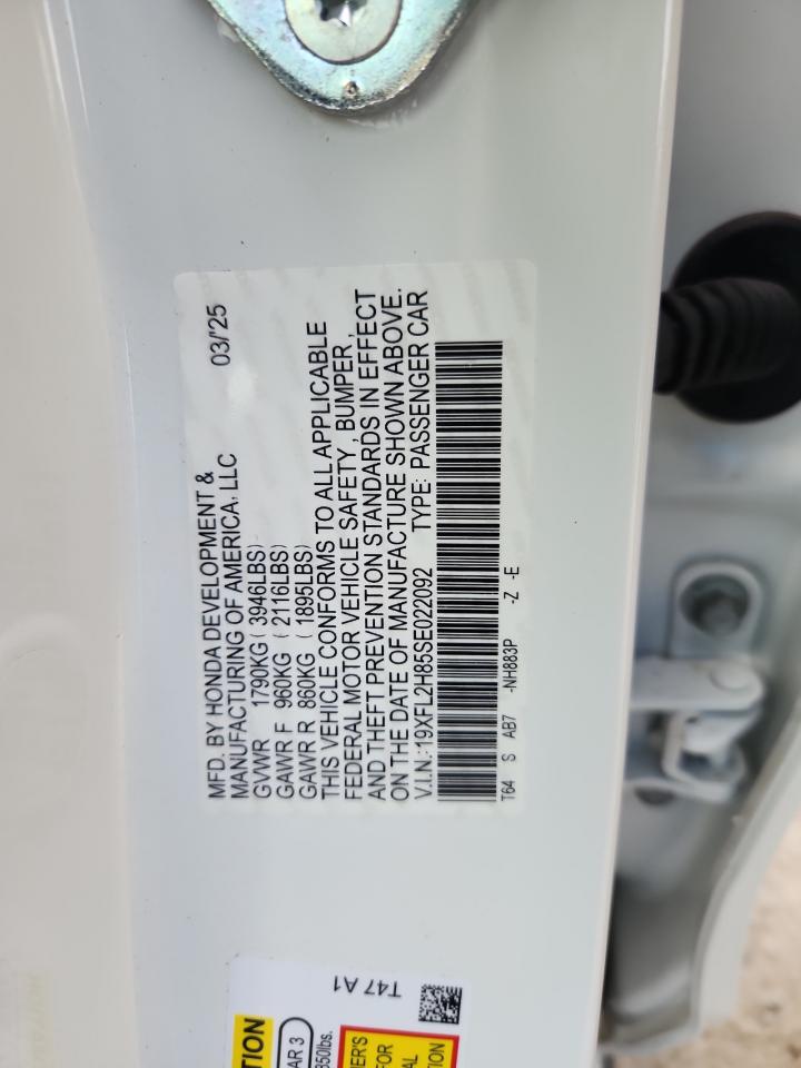 2025 Honda Civic Sport VIN: 19XFL2H85SE022092 Lot: 83933355