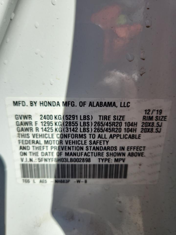 2020 Honda Passport Elite VIN: 5FNYF8H03LB002898 Lot: 83825895