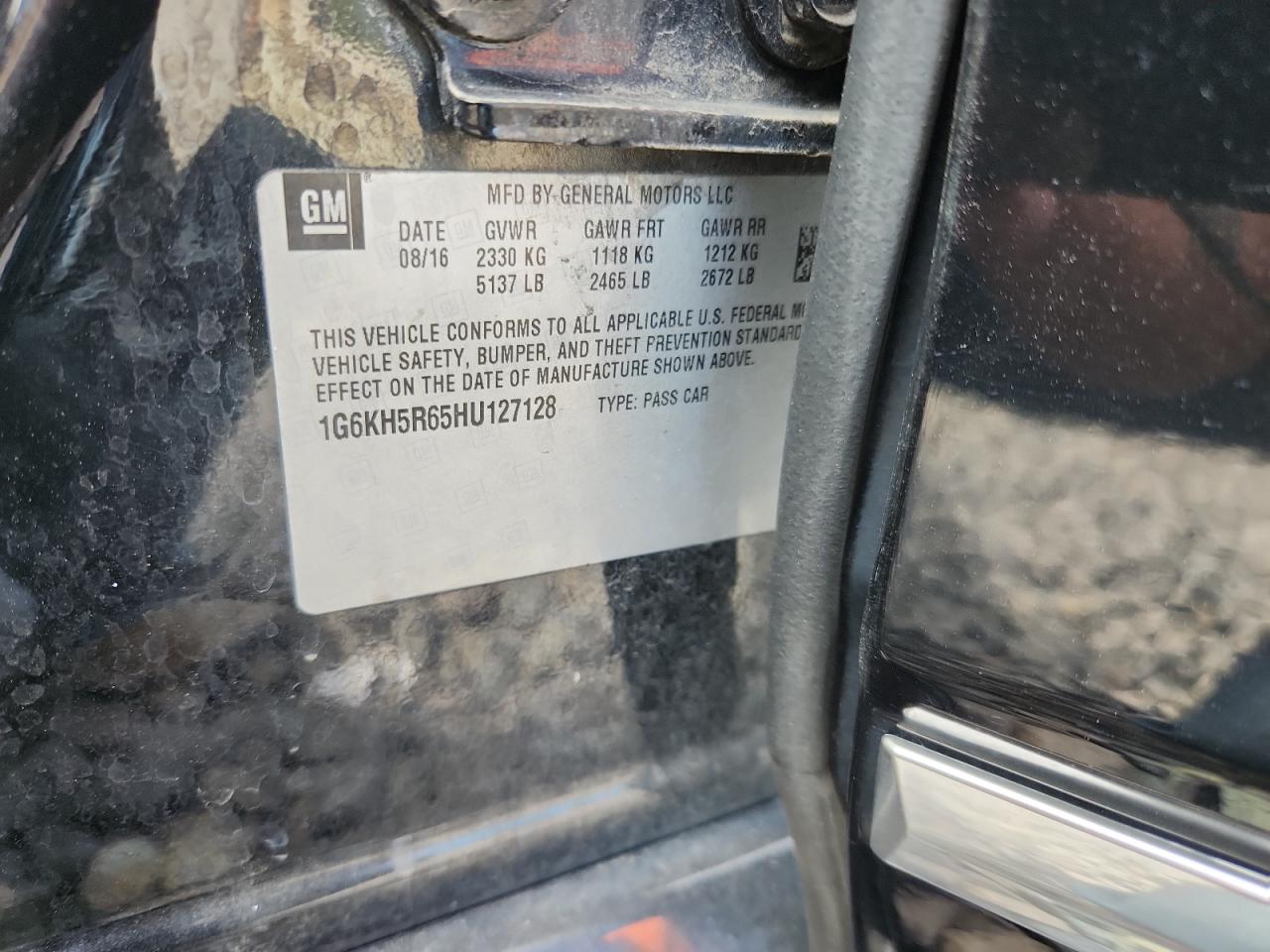 2017 Cadillac Ct6 Premium Luxury VIN: 1G6KH5R65HU127128 Lot: 83808015