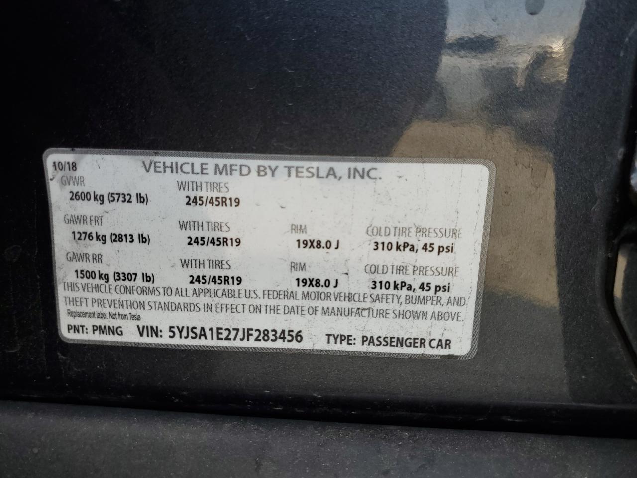 2018 Tesla Model S VIN: 5YJSA1E27JF283456 Lot: 81677415