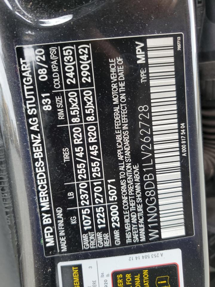 2020 Mercedes-Benz Glc 300 VIN: W1N0G8DB1LV262728 Lot: 81865315