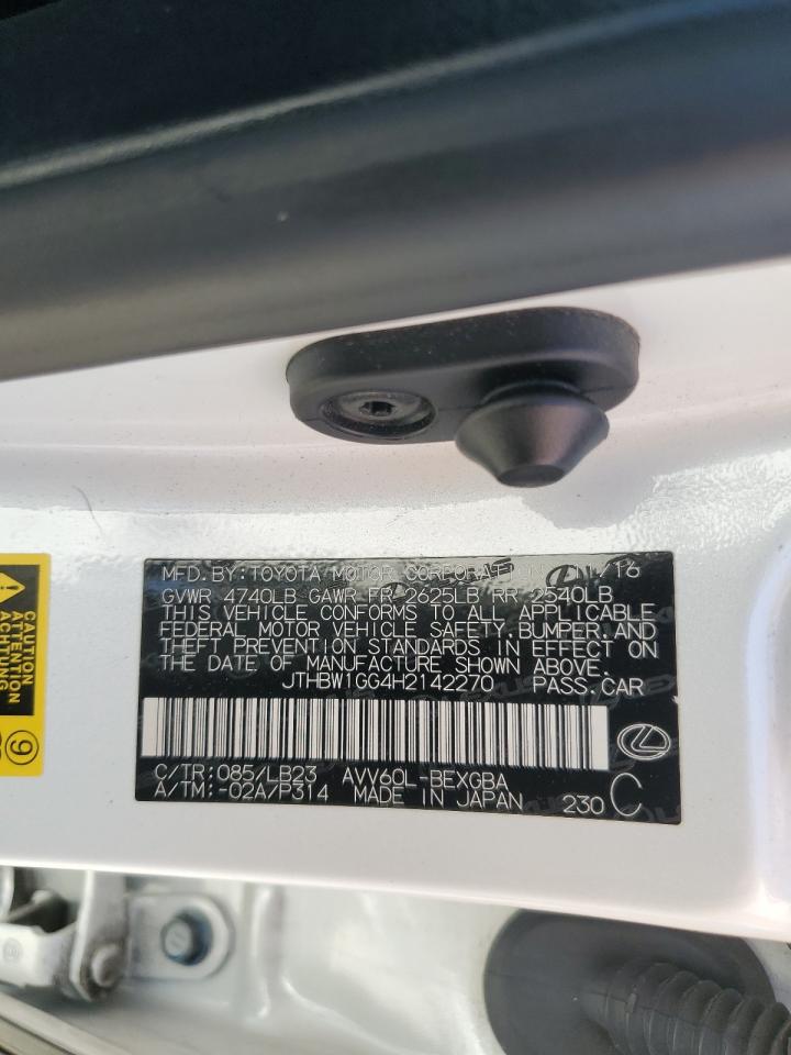 2017 Lexus Es 300H VIN: JTHBW1GG4H2142270 Lot: 84277515