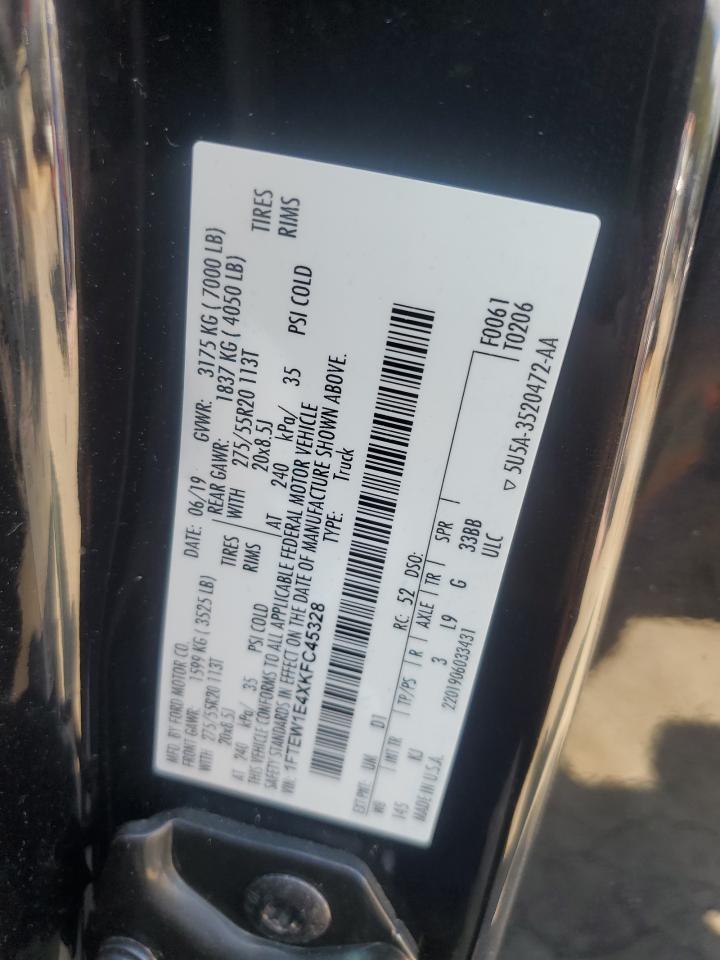 2019 Ford F150 Supercrew VIN: 1FTEW1E4XKFC45328 Lot: 84456915