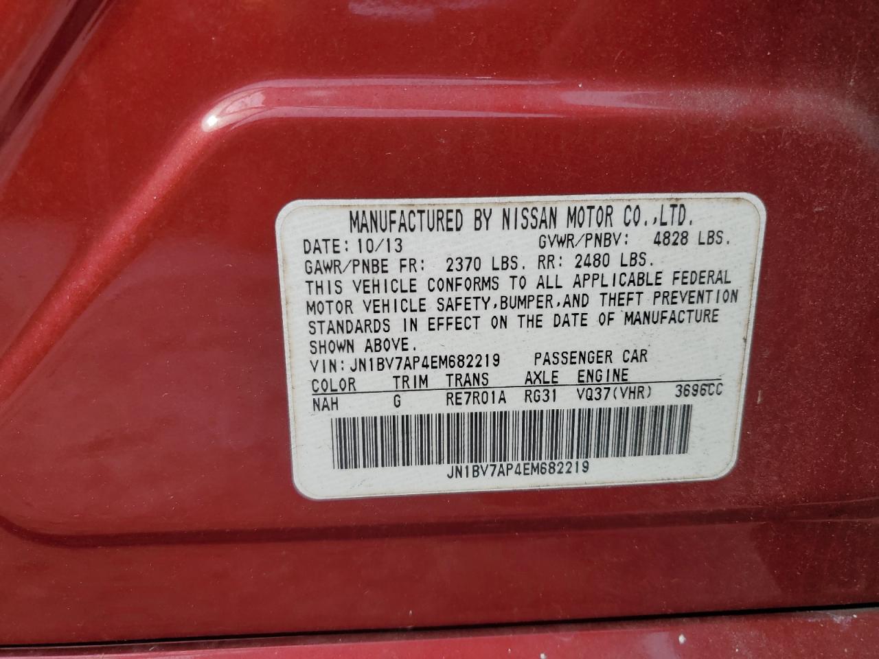 2014 Infiniti Q50 Base VIN: JN1BV7AP4EM682219 Lot: 83778665