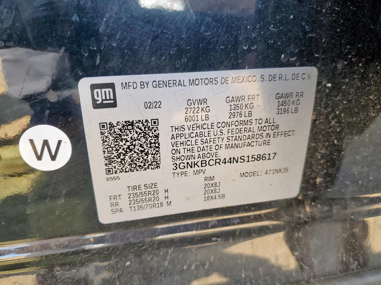 2022 Chevrolet Blazer 2Lt VIN: 3GNKBCR44NS158617 Lot: 80882765