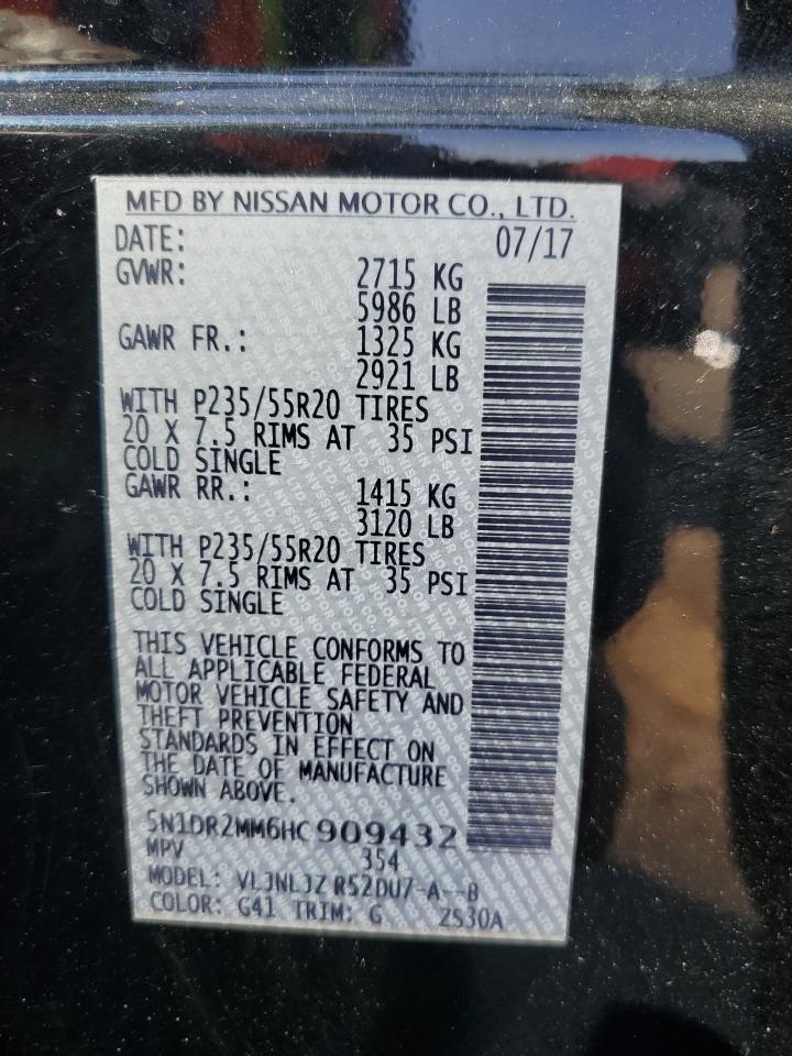 2017 Nissan Pathfinder S VIN: 5N1DR2MM6HC909432 Lot: 81143485