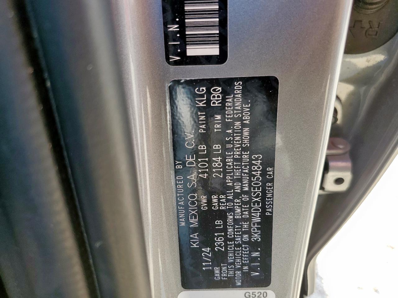 2025 Kia K4 Gt Line VIN: 3KPFW4DEXSE054843 Lot: 71767105