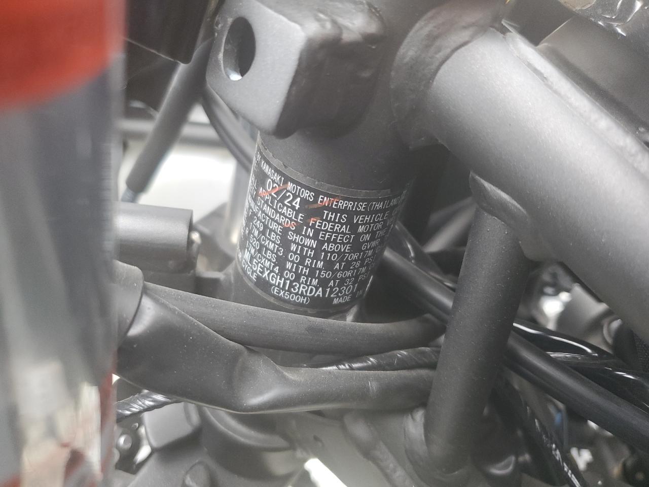 2024 Kawasaki Ex500 H VIN: ML5EXGH13RDA12301 Lot: 84750495