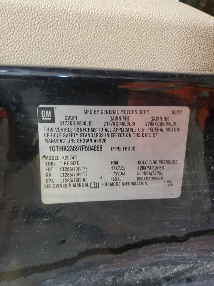 2007 GMC Sierra K2500 Heavy Duty VIN: 1GTHK23697F504868 Lot: 70587915